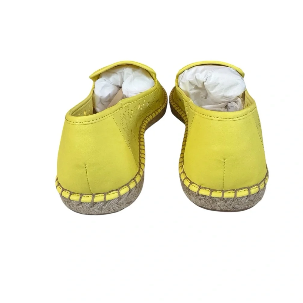NEW TALBOTS IZZY PERFORATED SCALLOP YELLOW ESPADRILLE FLATS 10M